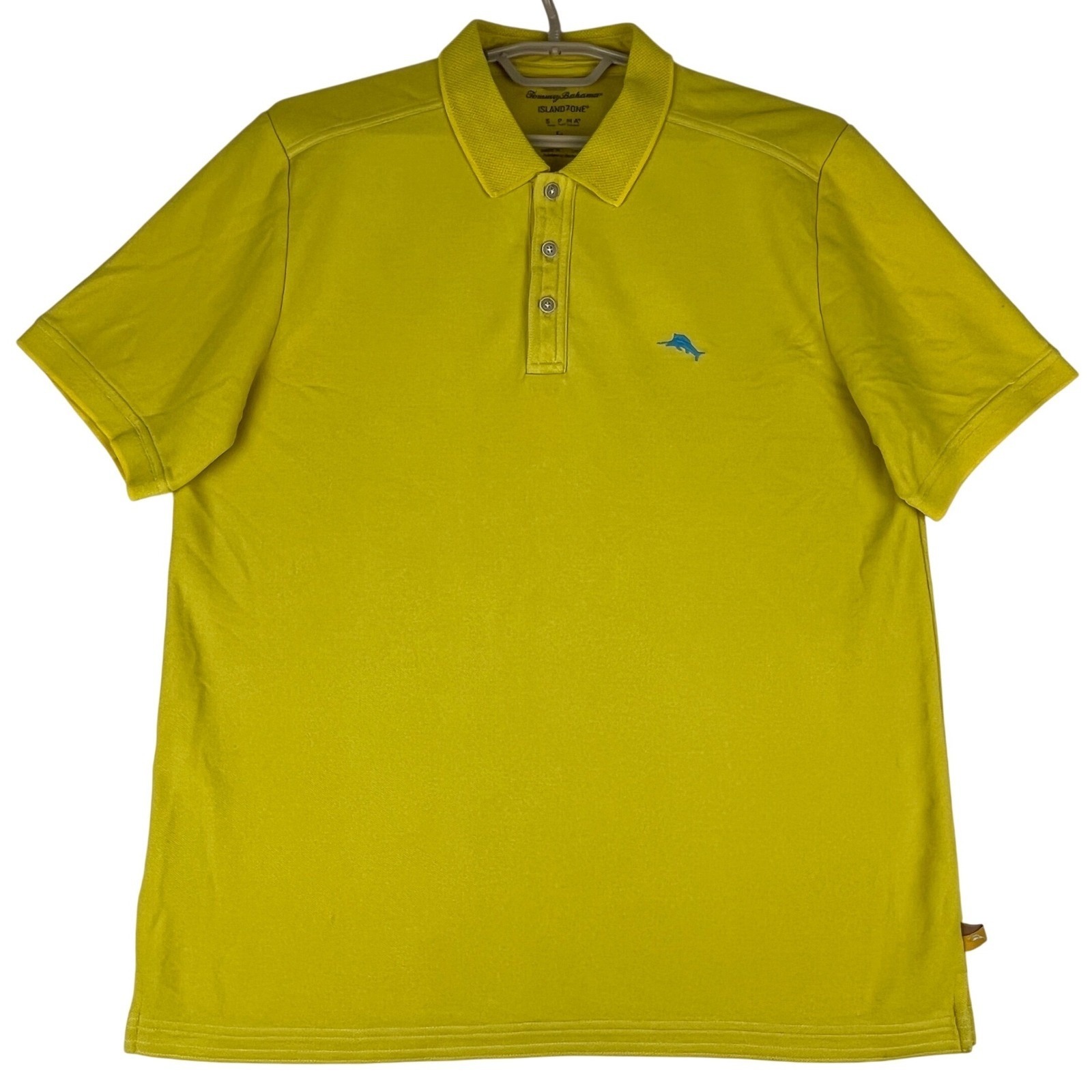 Tommy Bahama Polo Shirt Mens Large Islandzone Yellow Pima Cotton Short Sleeve